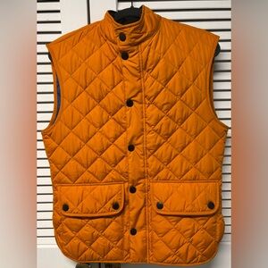 Barbour Men’s Lowerdale Gilet (vest), men’s M, tangerine with blue lining, NWOT